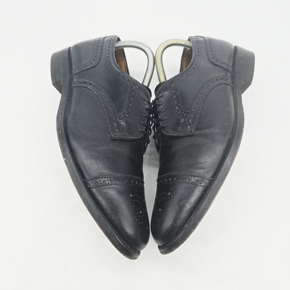 Allen Edmonds Sanford Mens Size 9 D Black Leather Cap Toe Oxford Dress Shoes